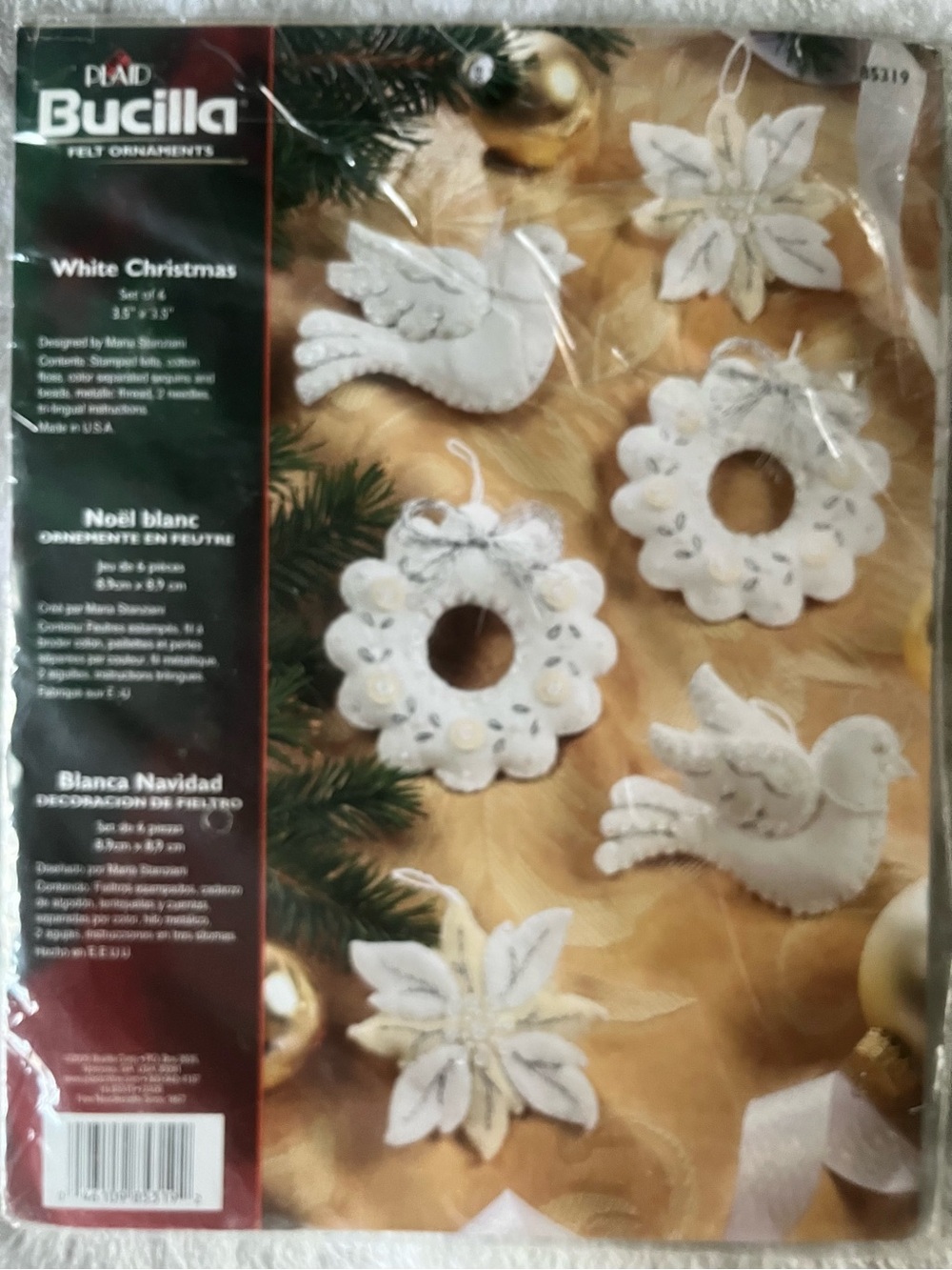 Bucilla White and Gold Felt Holiday Ornament Kit